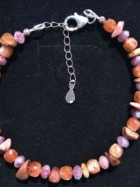 Natural Stone Bracelet made of Pink Tourmaline, Rhodonite & Sunstone